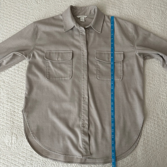 H&M Oversized Flannel Button Up Shirt Beige Size XS - Picture 5 of 8
